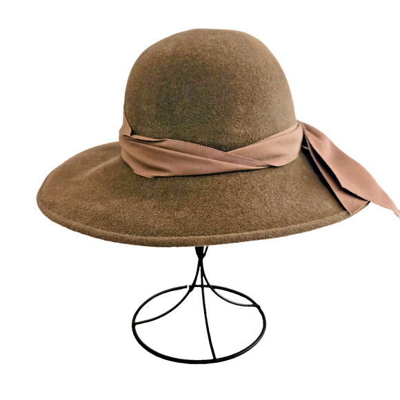 Vintage Therese Ahrens brown felted wool hat with bow main image 8